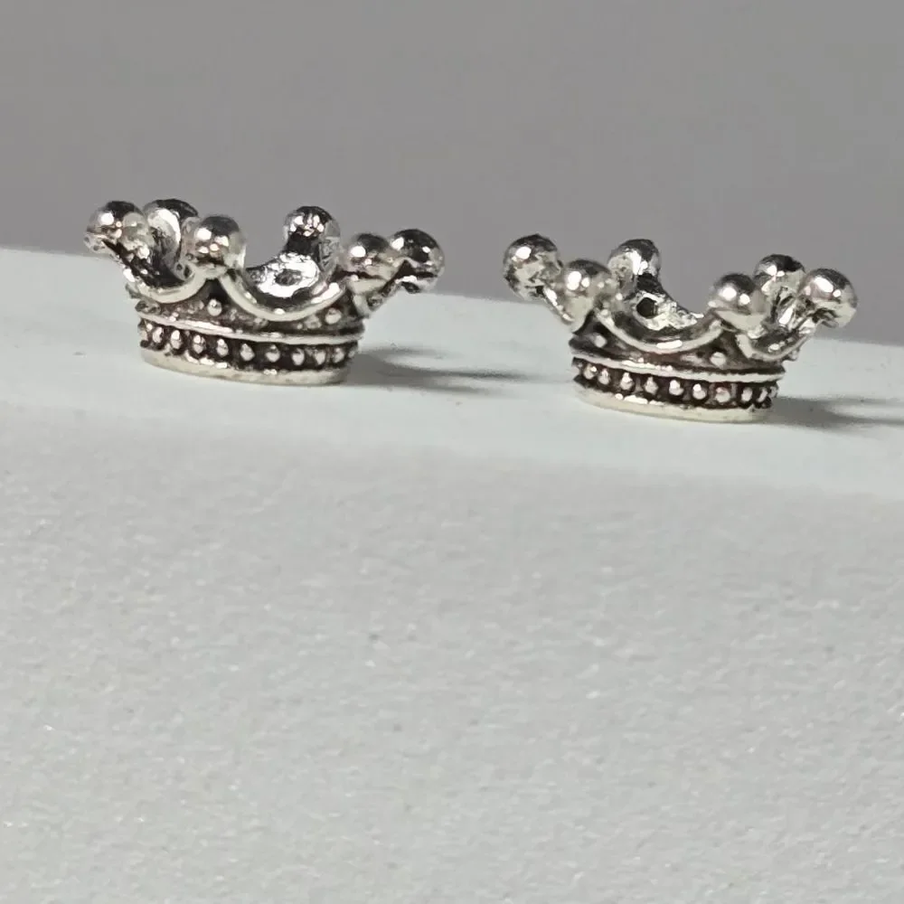 5pcs - Antique Silver Crown Spacer Beads Charm Bracelet Set DIY Jewelry Tiara